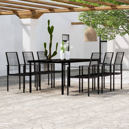 Dining Set | Black | Powder-coated steel, glass