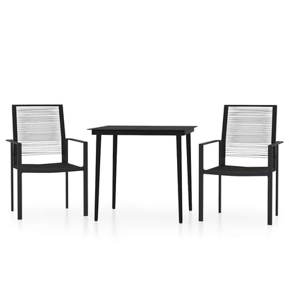 3 Piece Garden Dining Set Black