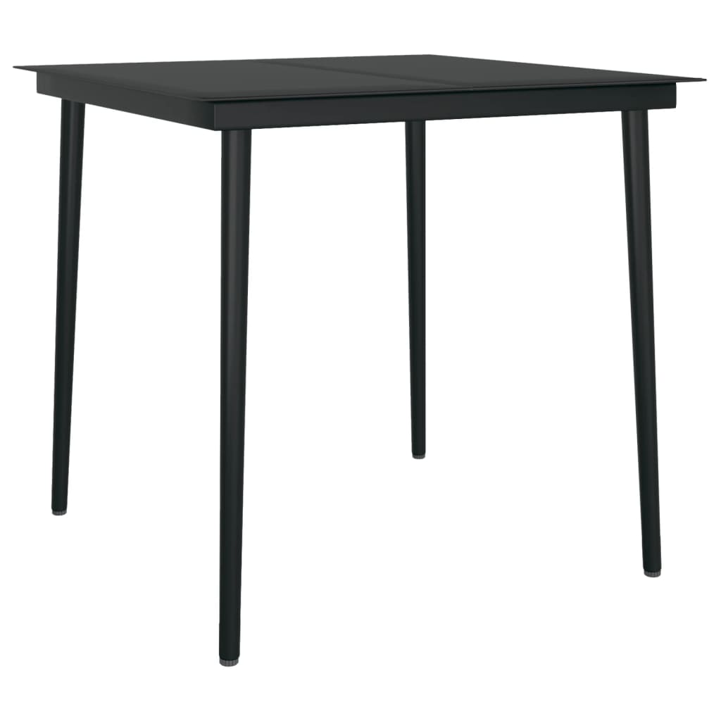 Dining Set | Black | Powder-Coated Steel, Glass, PVC Hollow Rattan