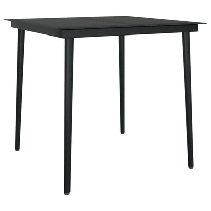 Dining Set | Black | Powder-Coated Steel, Glass, PVC Hollow Rattan