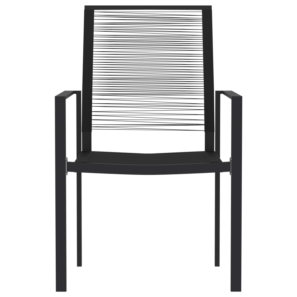 Dining Set | Black | Powder-coated steel, Glass, PVC hollow rattan