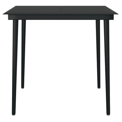 Dining Set | Black | Powder-coated steel, Glass, PVC hollow rattan