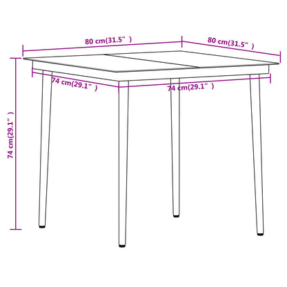 Dining Set | Black | Powder-coated steel, Glass, PVC hollow rattan