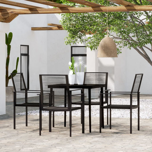 5 Piece Garden Dining Set Black