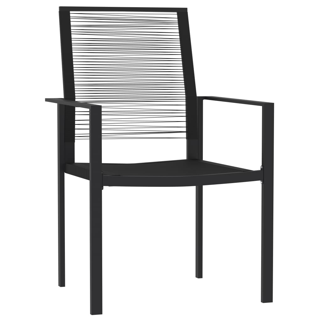 Dining Set | Black | Powder-coated steel, glass, PVC hollow rattan