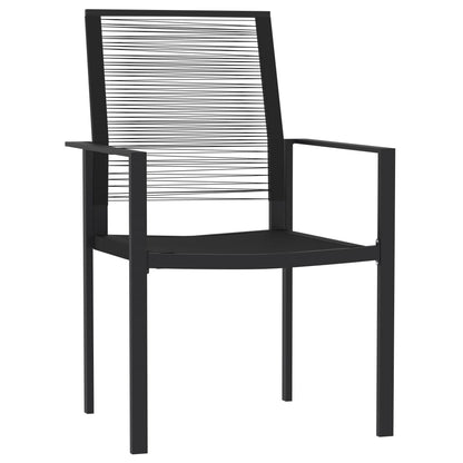Dining Set | Black | Powder-coated steel, glass, PVC hollow rattan