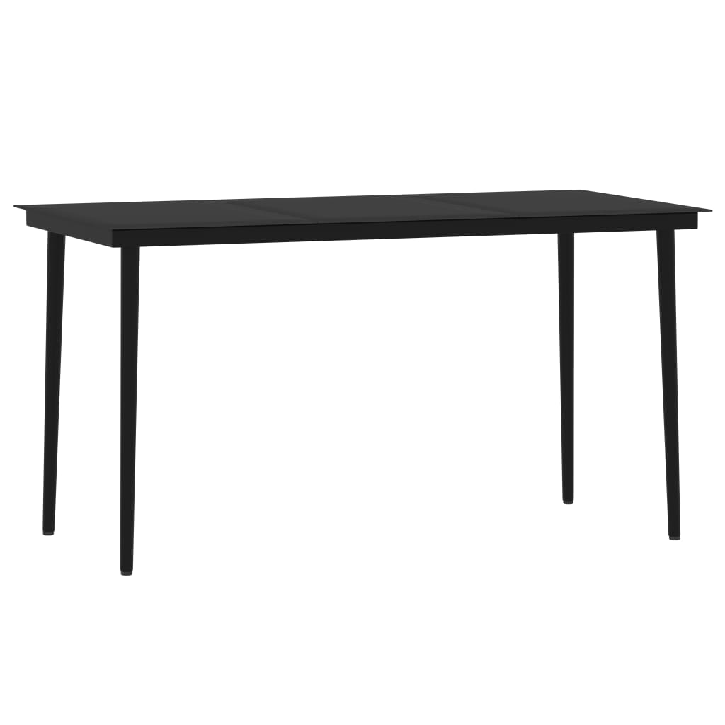Dining Set | Black | Powder-coated steel, glass, PVC hollow rattan