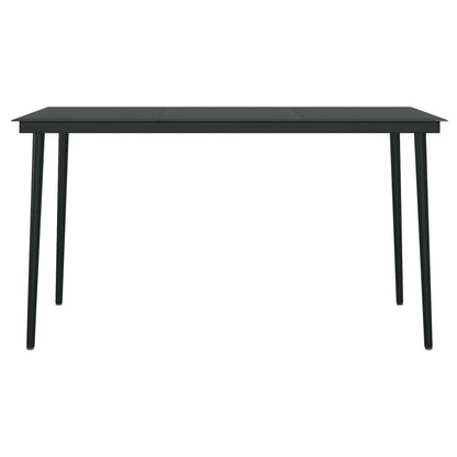 Dining Set | Black | Powder-coated steel, glass, PVC hollow rattan