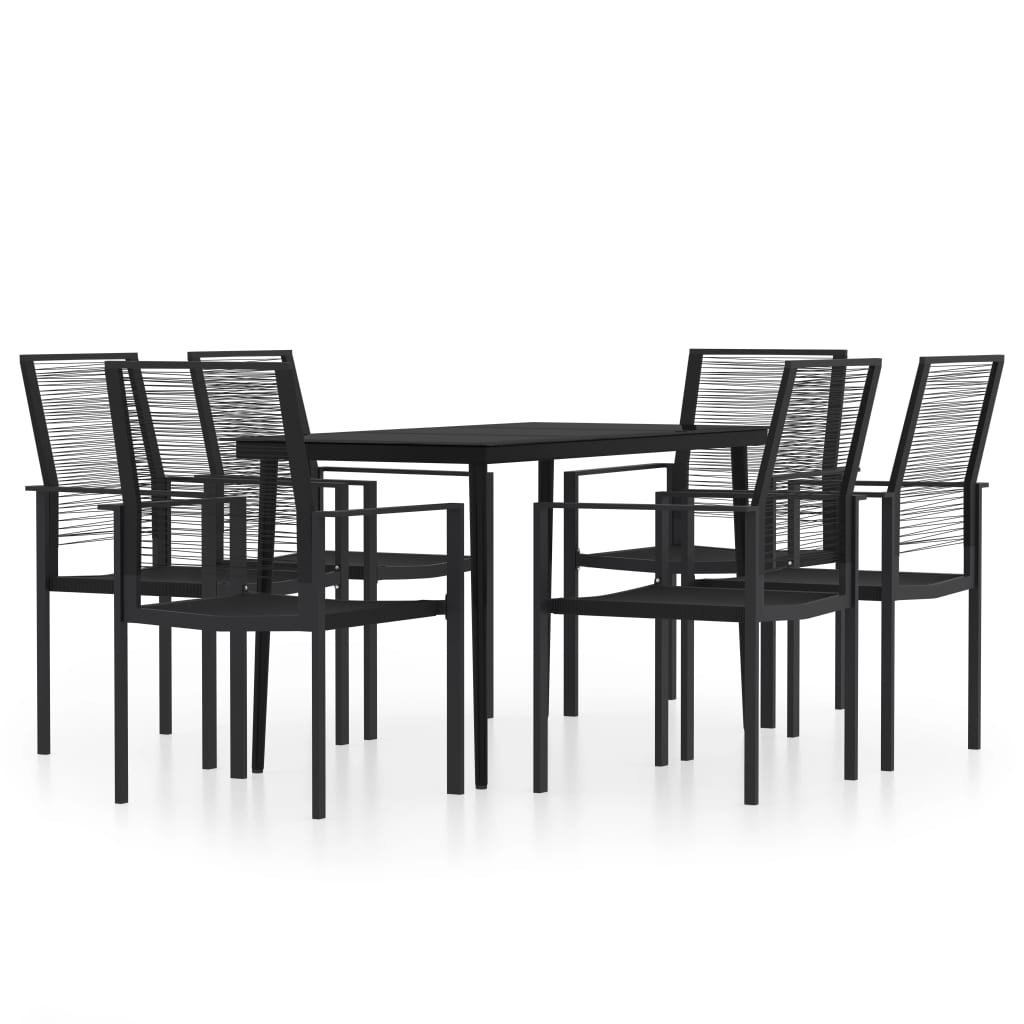 Dining Set | Black | Powder-coated steel | Large | Durable | Dining Set
