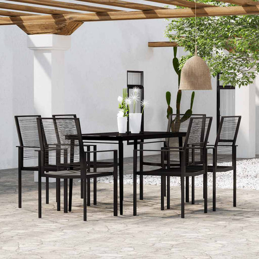 7 Piece Garden Dining Set Black