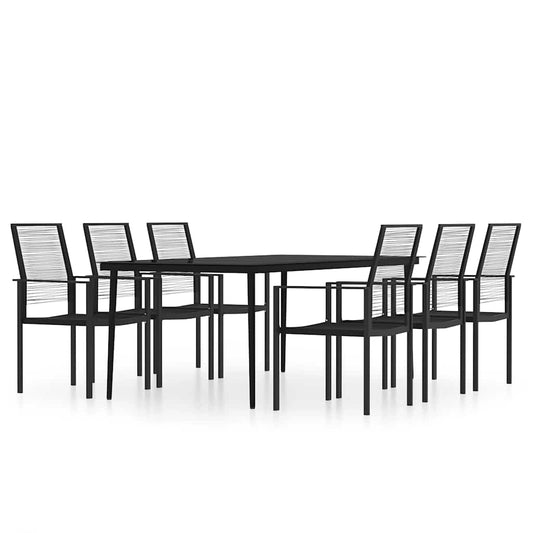 7 Piece Garden Dining Set Black