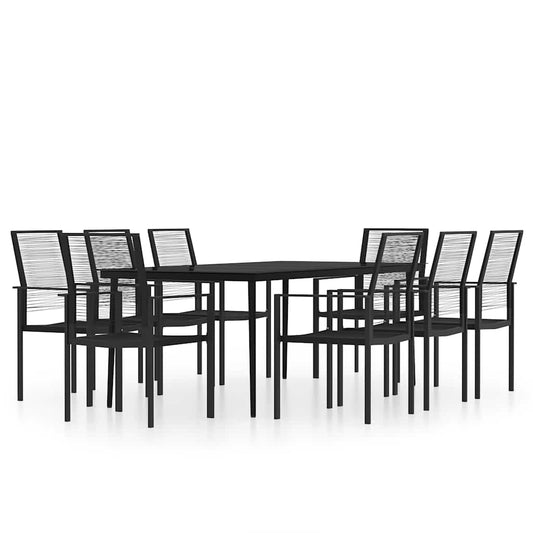 9 Piece Garden Dining Set Black