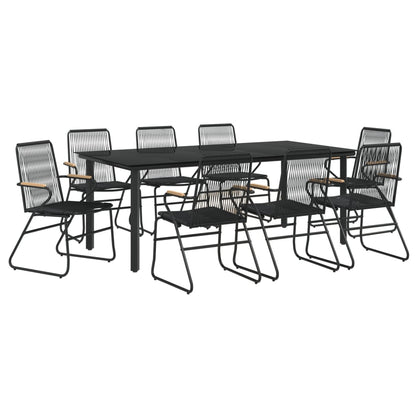 9 Piece Garden Dining Set Black PVC Rattan
