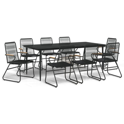 Garden Dining Set | Black | PVC rattan, powder-coated steel, glass