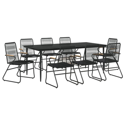 Garden Dining Set | Black | PVC rattan, powder-coated steel, glass