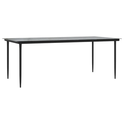 Garden Dining Set | Black | PVC rattan, powder-coated steel, glass