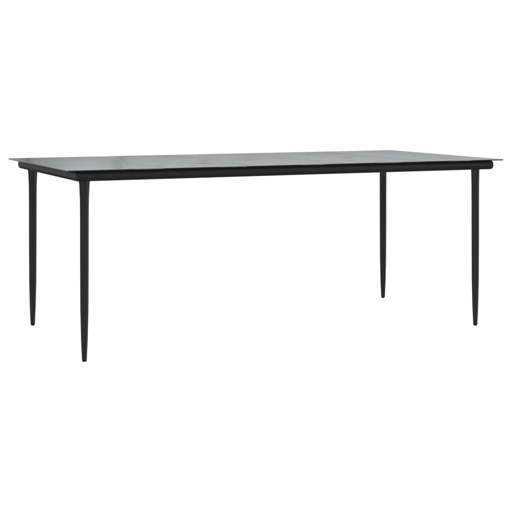 Garden Dining Set | Black | PVC rattan, powder-coated steel, glass