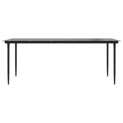 Garden Dining Set | Black | PVC rattan, powder-coated steel, glass