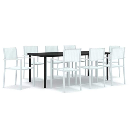 9 Piece Garden Dining Set White