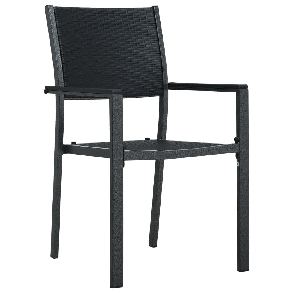 Garden Dining Set | Black | Powder-coated steel, plastic, glass