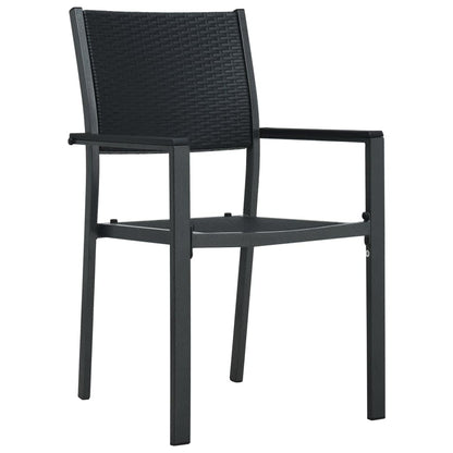 Garden Dining Set | Black | Powder-coated steel, plastic, glass