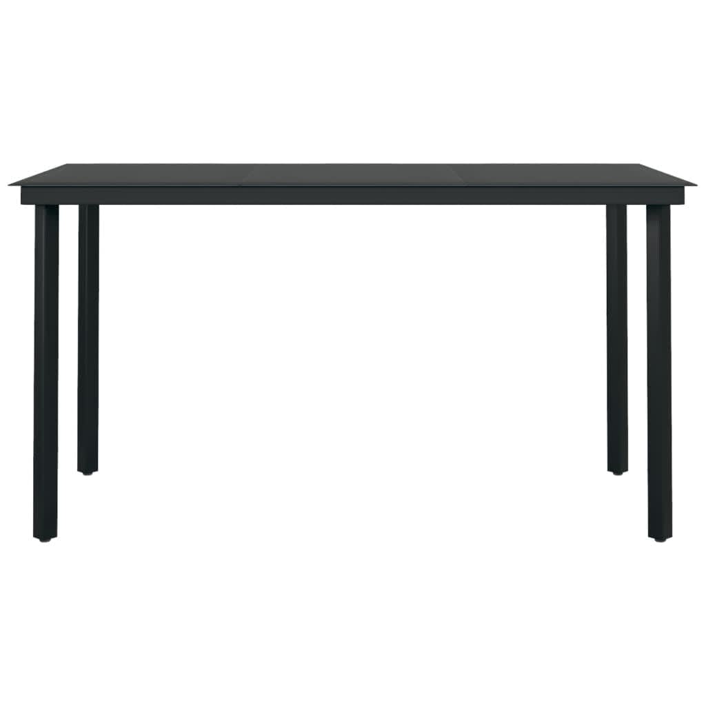 Garden Dining Set | Black | Powder-coated steel, glass, plastic | Large
