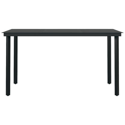 Garden Dining Set | Black | Powder-coated steel, glass, plastic | Large