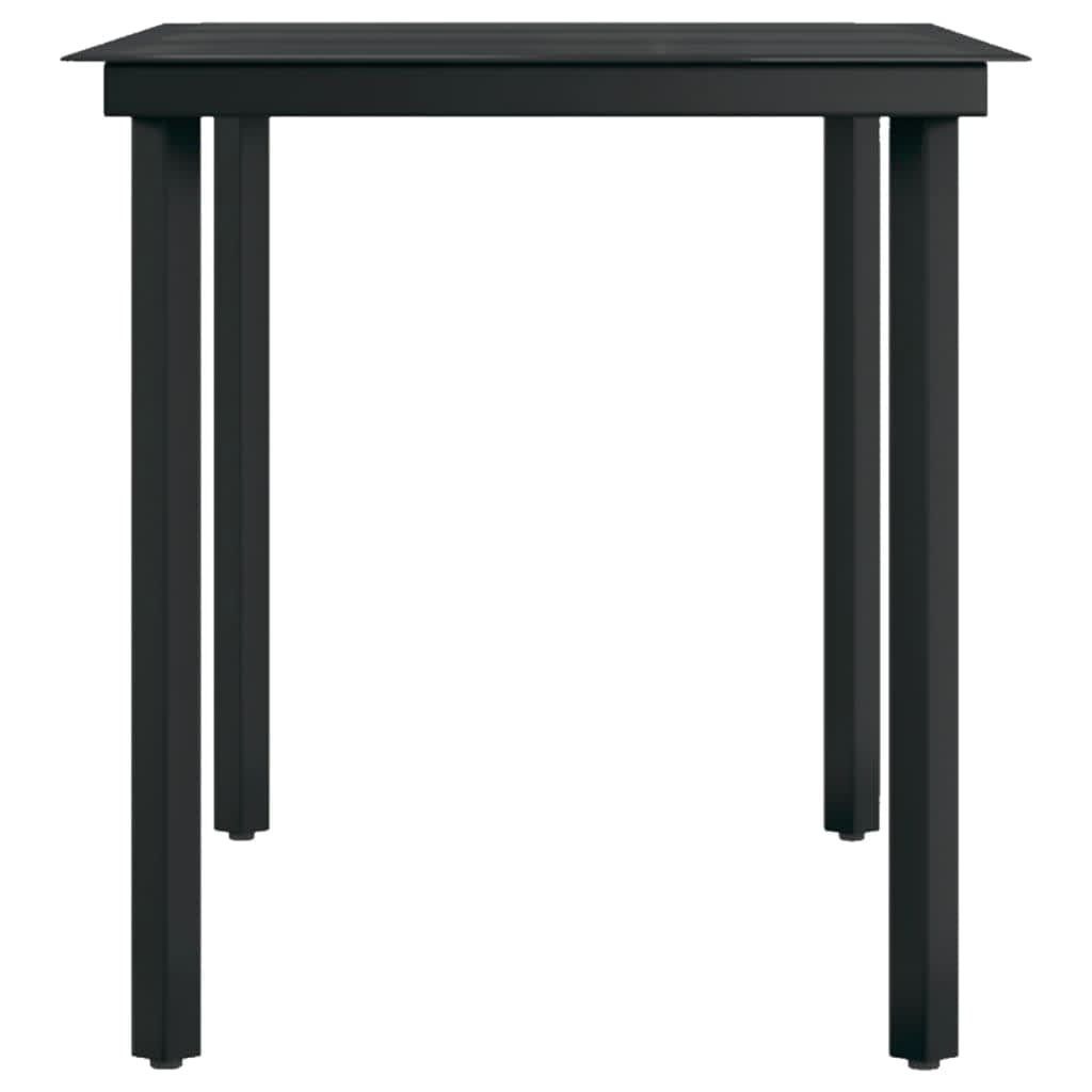 Garden Dining Set | Black | Powder-coated steel, glass, plastic | Large