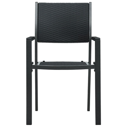 Garden Dining Set | Black | Powder-coated steel, tempered glass, plastic