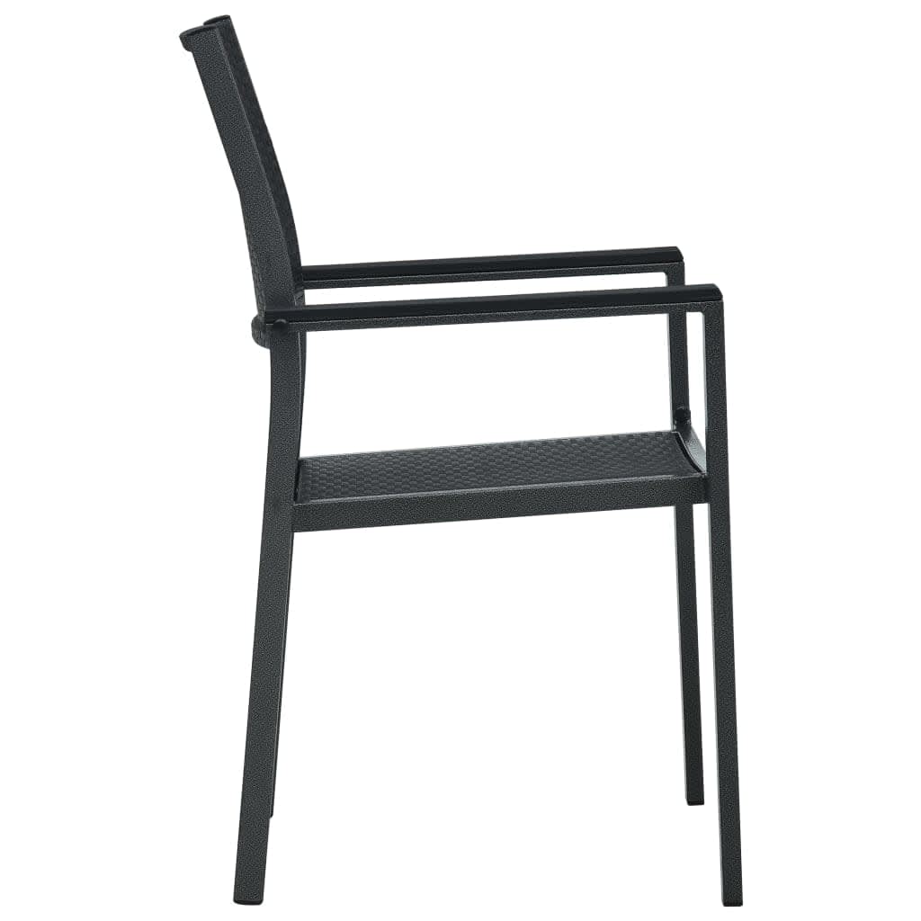Garden Dining Set | Black | Powder-coated steel, tempered glass, plastic