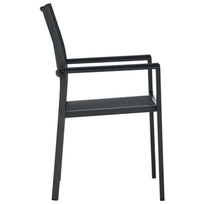 Garden Dining Set | Black | Powder-coated steel, tempered glass, plastic