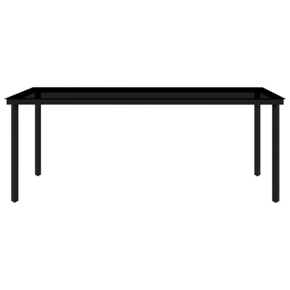 Garden Dining Set | Black | Powder-coated steel, tempered glass, plastic