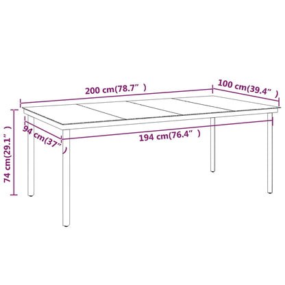 Garden Dining Set | Black | Powder-coated steel, tempered glass, plastic