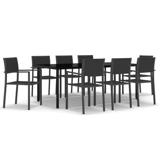 Garden Dining Set | Black | Powder-coated Steel | Large | Light Weight