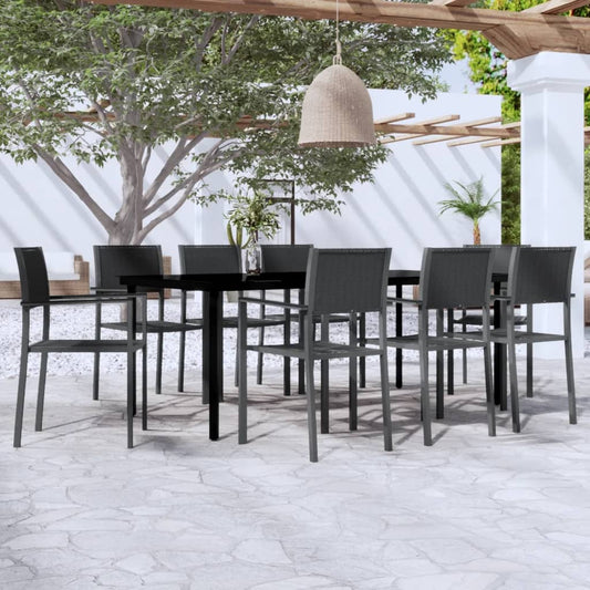 Garden Dining Set | Black | Powder-coated Steel | Large | Light Weight