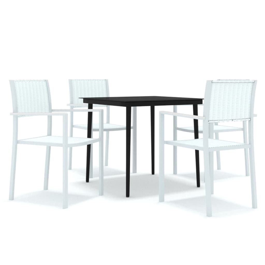 Garden Dining Set | White and Black | Powder-Coated Steel, Plastic