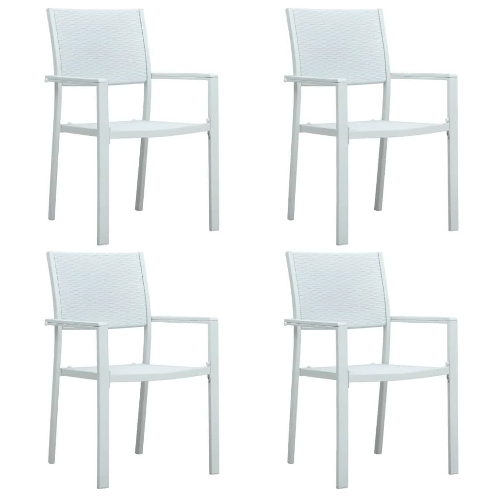 Garden Dining Set | White and Black | Powder-Coated Steel, Plastic