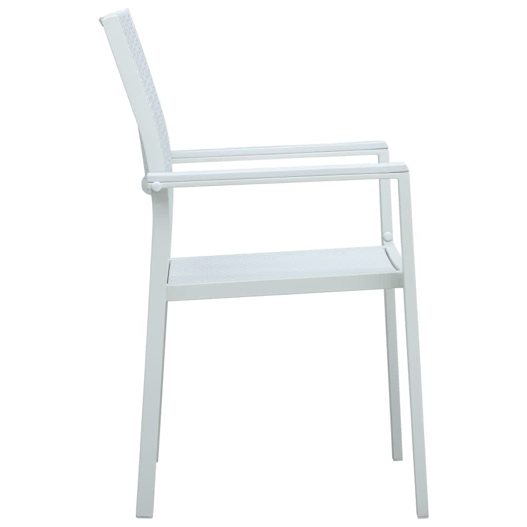 Garden Dining Set | White and Black | Powder-Coated Steel, Plastic