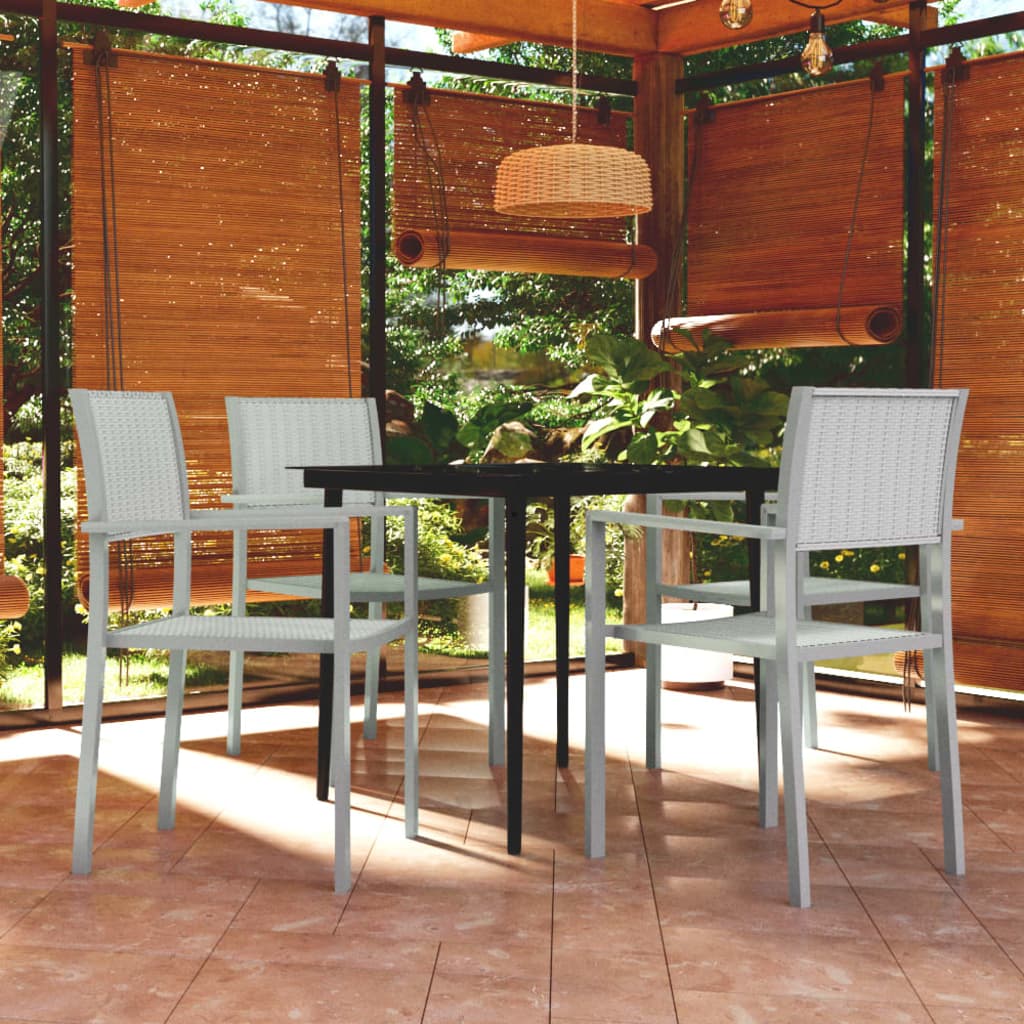 Garden Dining Set | White and Black | Powder-Coated Steel, Plastic