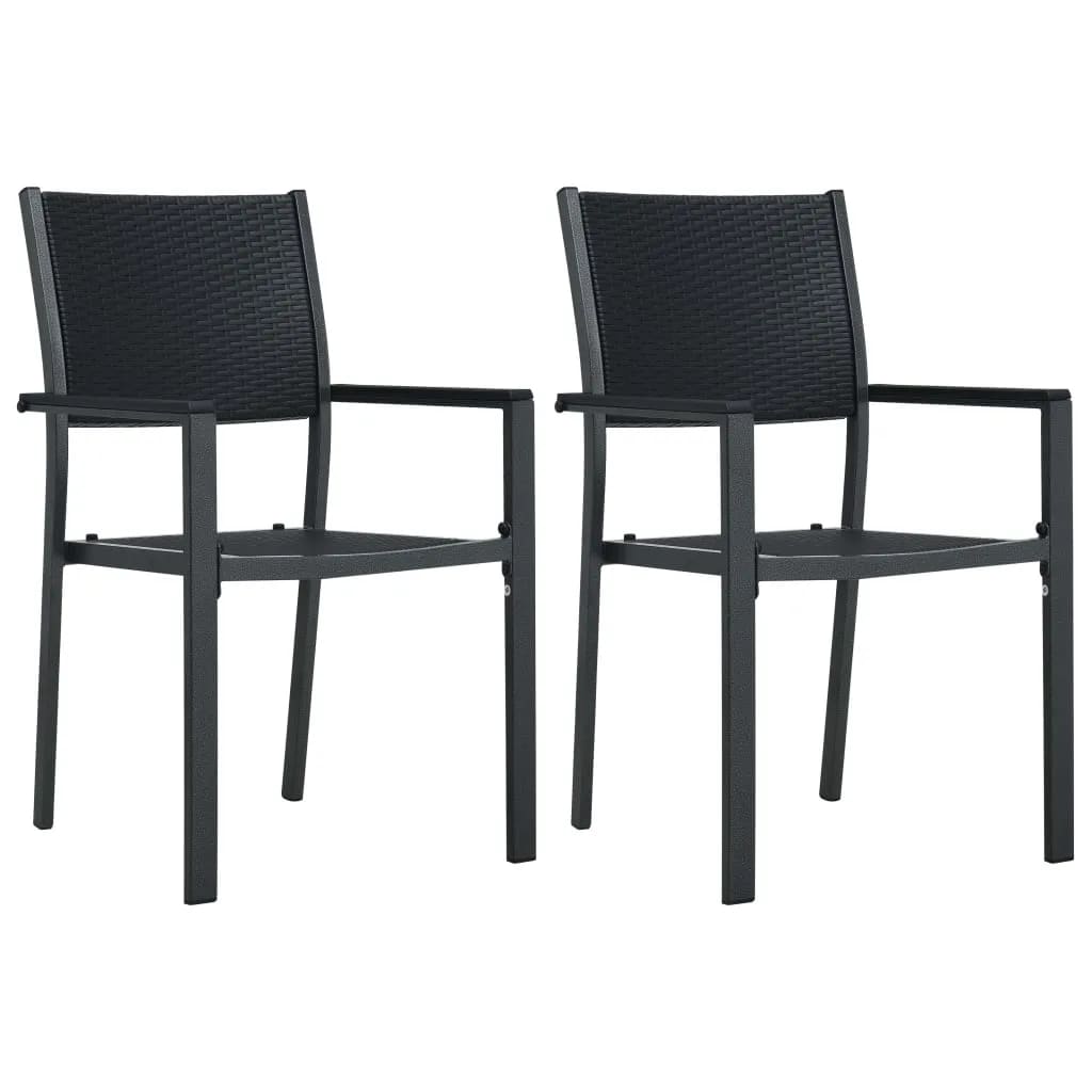 Garden Dining Set | Black | Powder-coated steel, glass, plastic