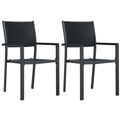 Garden Dining Set | Black | Powder-coated steel, glass, plastic
