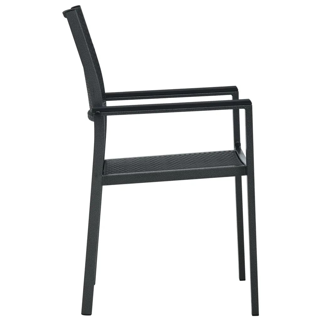 Garden Dining Set | Black | Powder-coated steel, glass, plastic