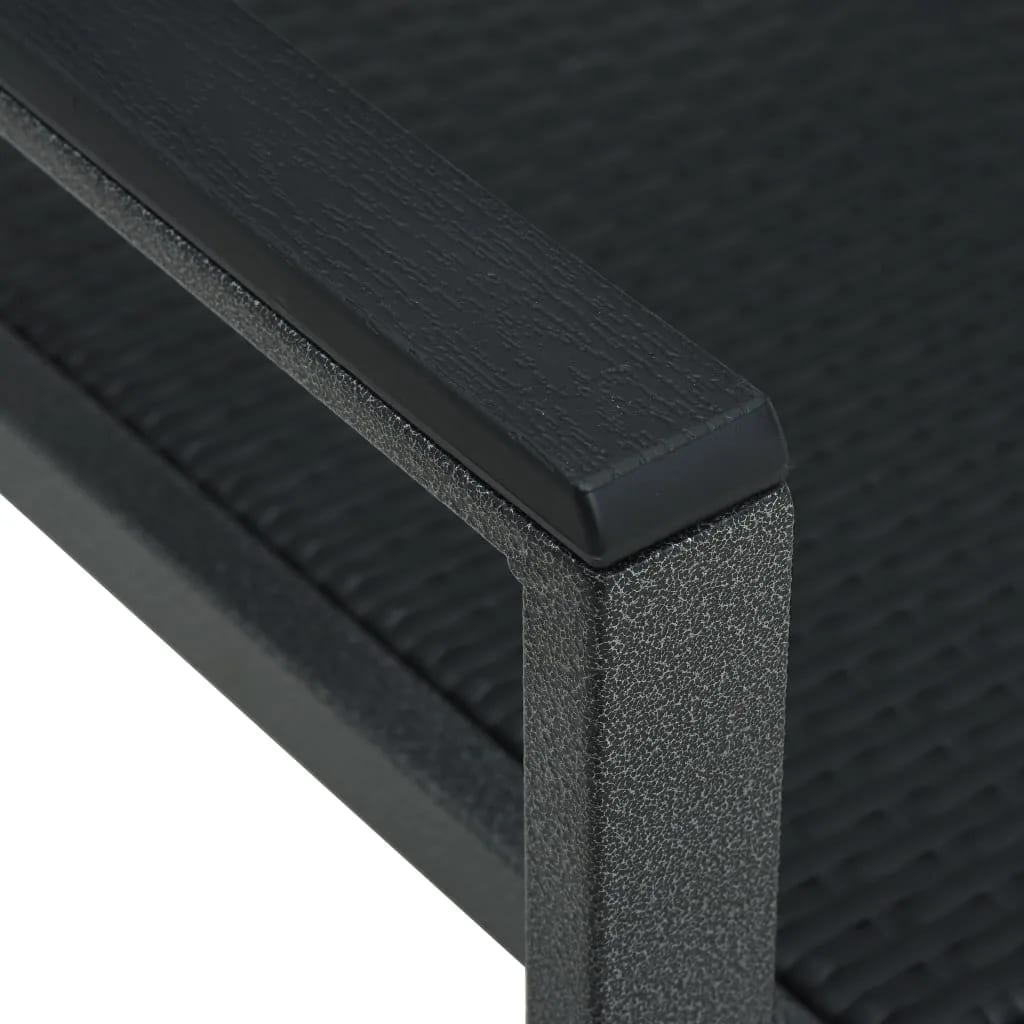 Garden Dining Set | Black | Powder-coated steel, glass, plastic