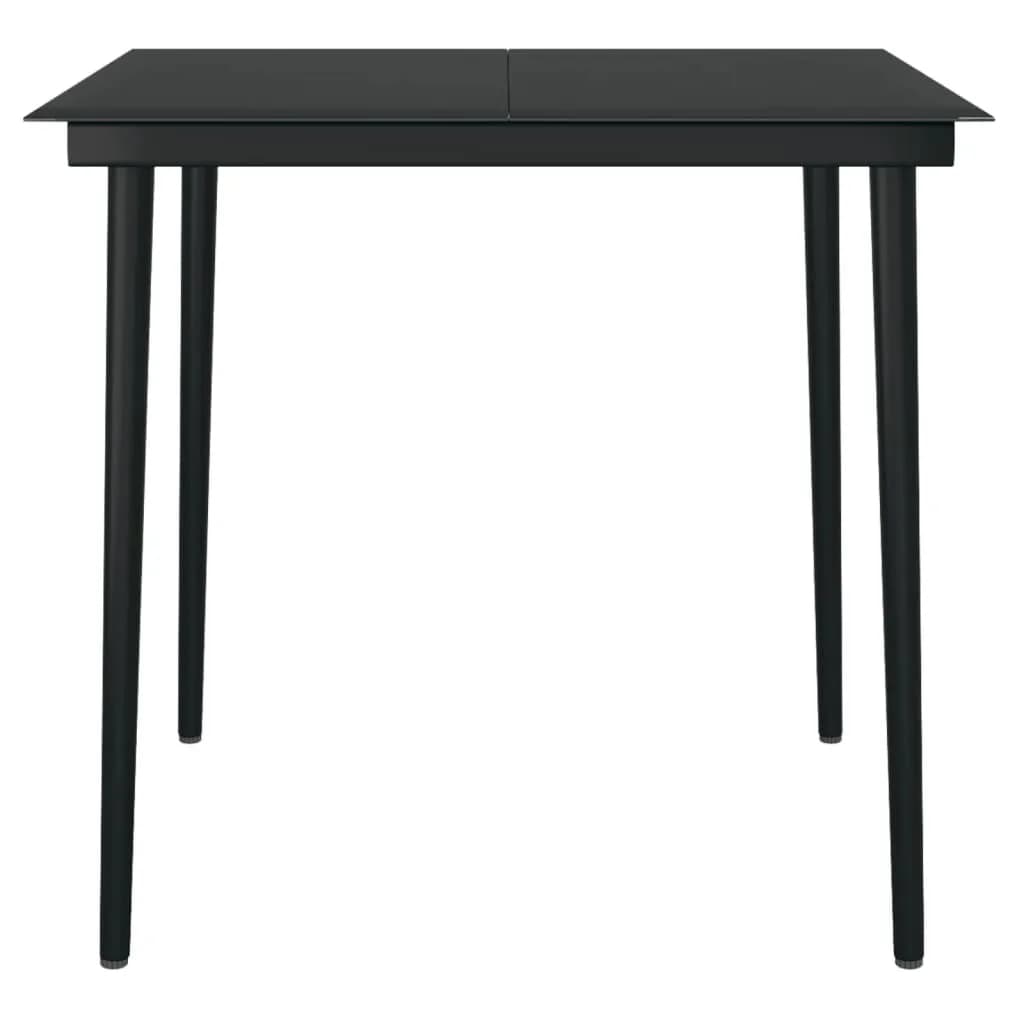 Garden Dining Set | Black | Powder-coated steel, glass, plastic