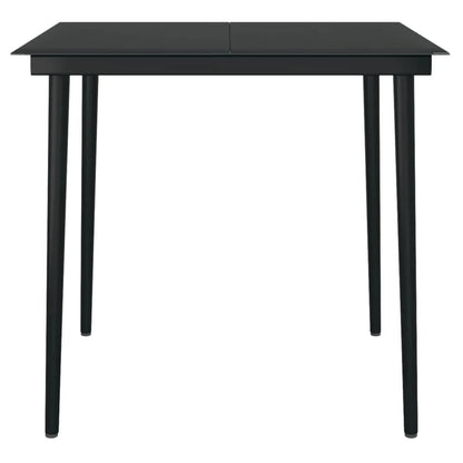 Garden Dining Set | Black | Powder-coated steel, glass, plastic