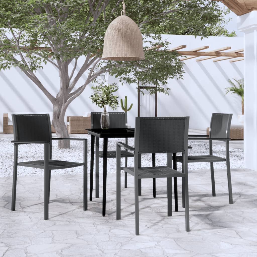 Garden Dining Set | Black | Powder-Coated Steel | 5 Piece | Light Weight