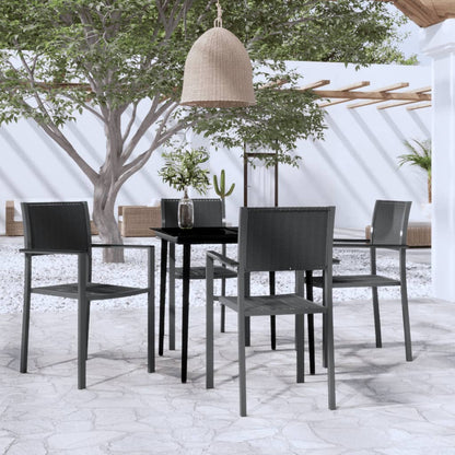 Garden Dining Set | Black | Powder-Coated Steel | 5 Piece | Light Weight