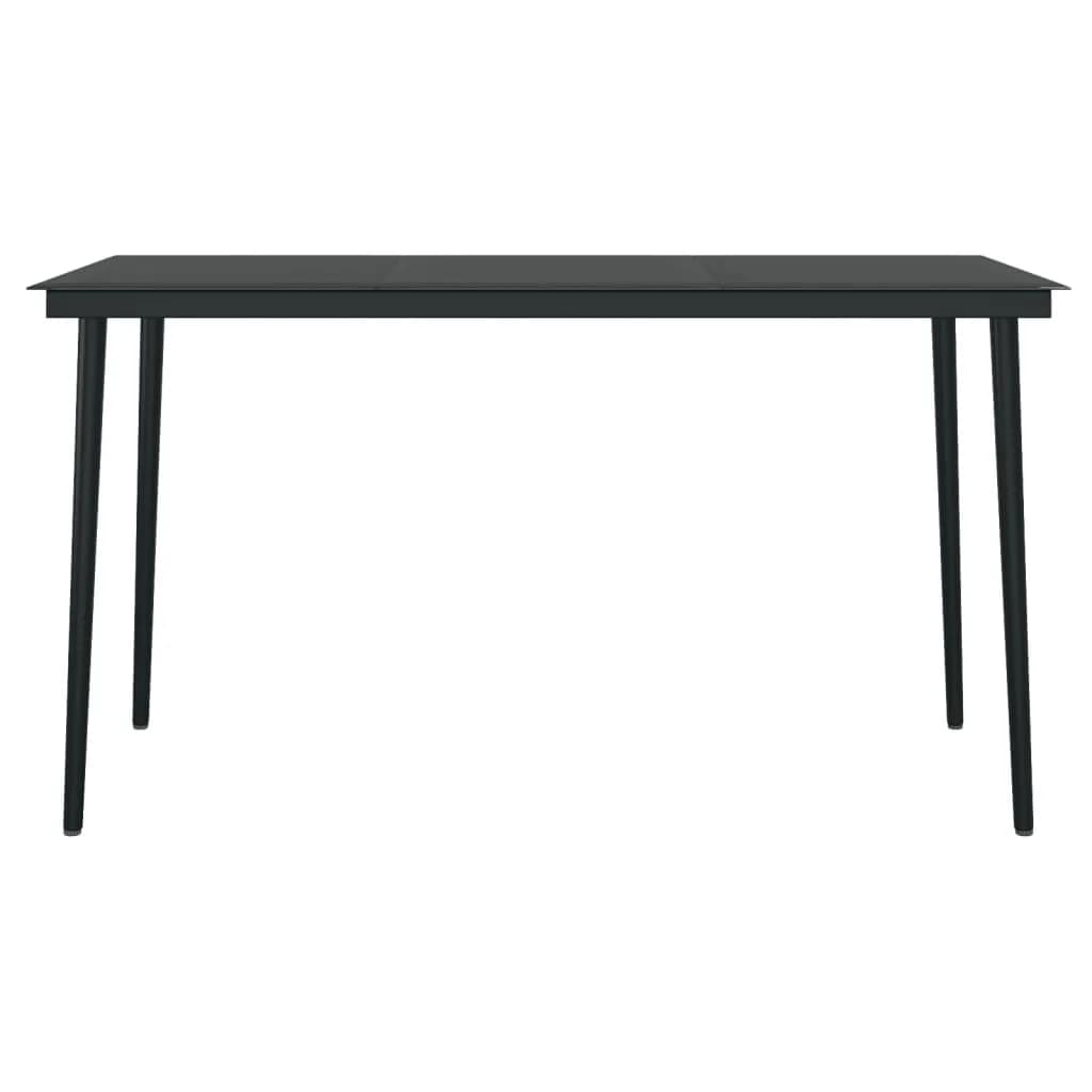Garden Dining Set | Black | Powder-coated steel, glass, plastic