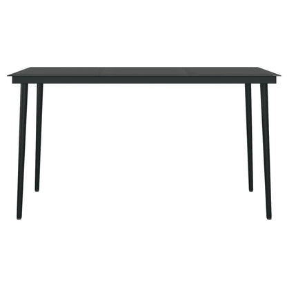 Garden Dining Set | Black | Powder-coated steel, glass, plastic