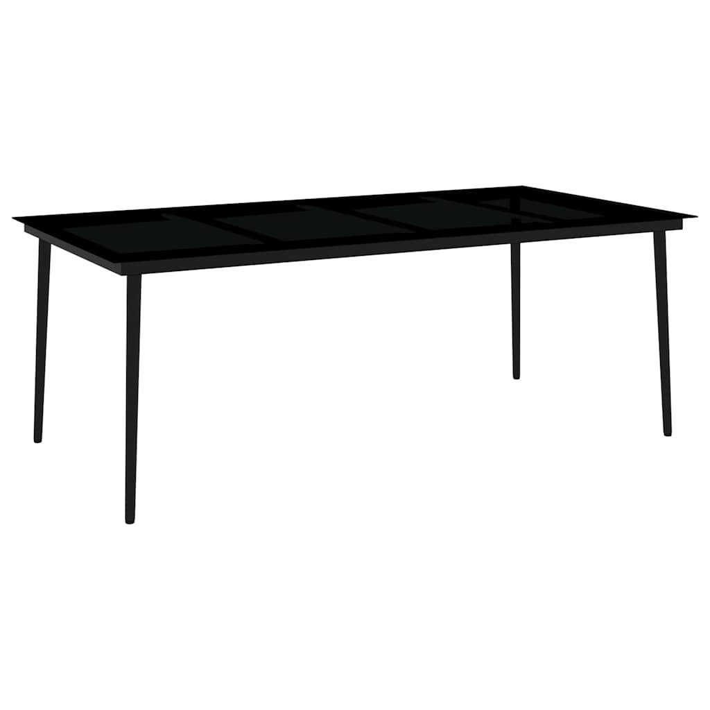 7 Piece Garden Dining Set Black and White